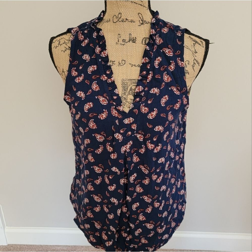 Skies are Blue navy mixed print top